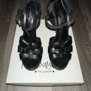 Yves Saint Laurent Black Strappy Heels